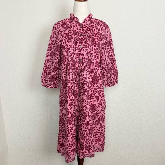 Banjanan Benita Pink‎ Floral Print Cotton Dress - Picture 3 of 16
